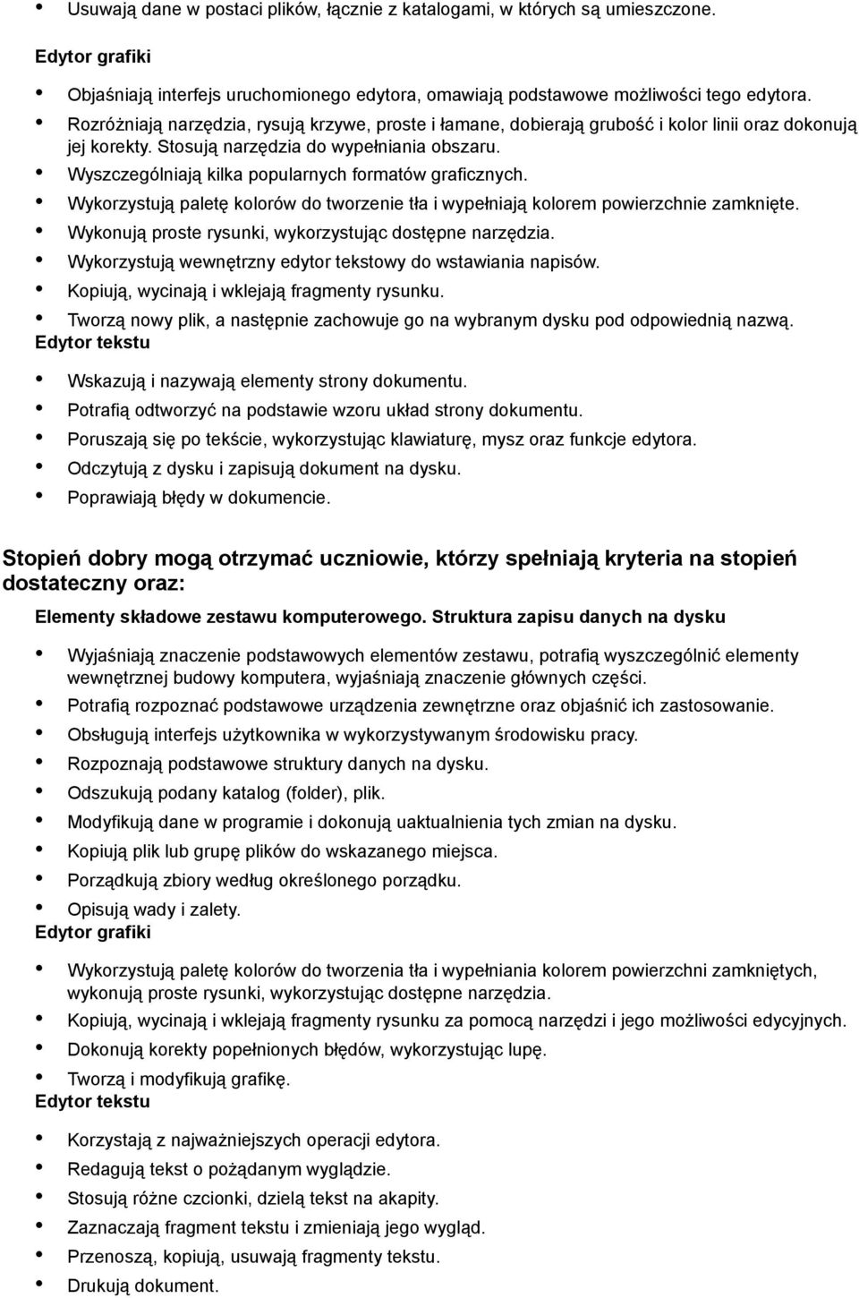 Wyszczególniają kilka popularnych formatów graficznych. Wykorzystują paletę kolorów do tworzenie tła i wypełniają kolorem powierzchnie zamknięte.
