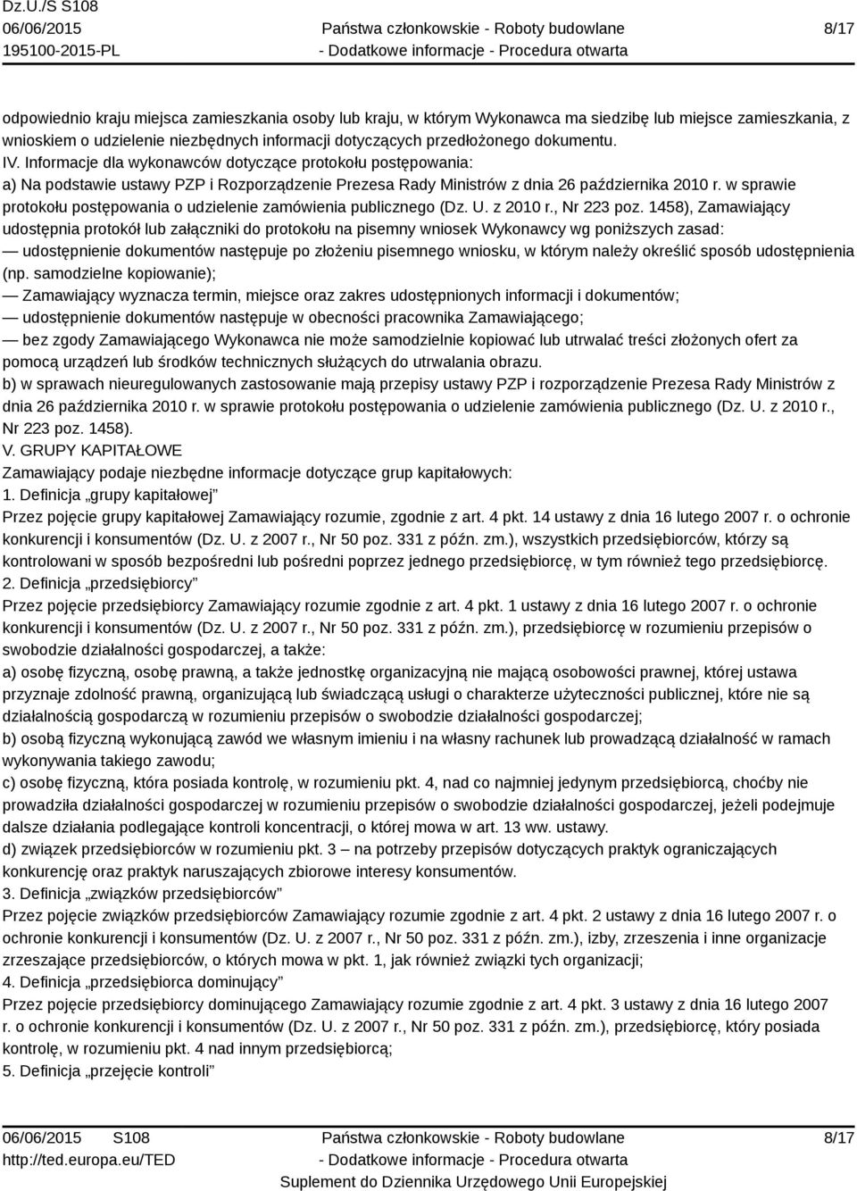 w sprawie protokołu postępowania o udzielenie zamówienia publicznego (Dz. U. z 2010 r., Nr 223 poz.