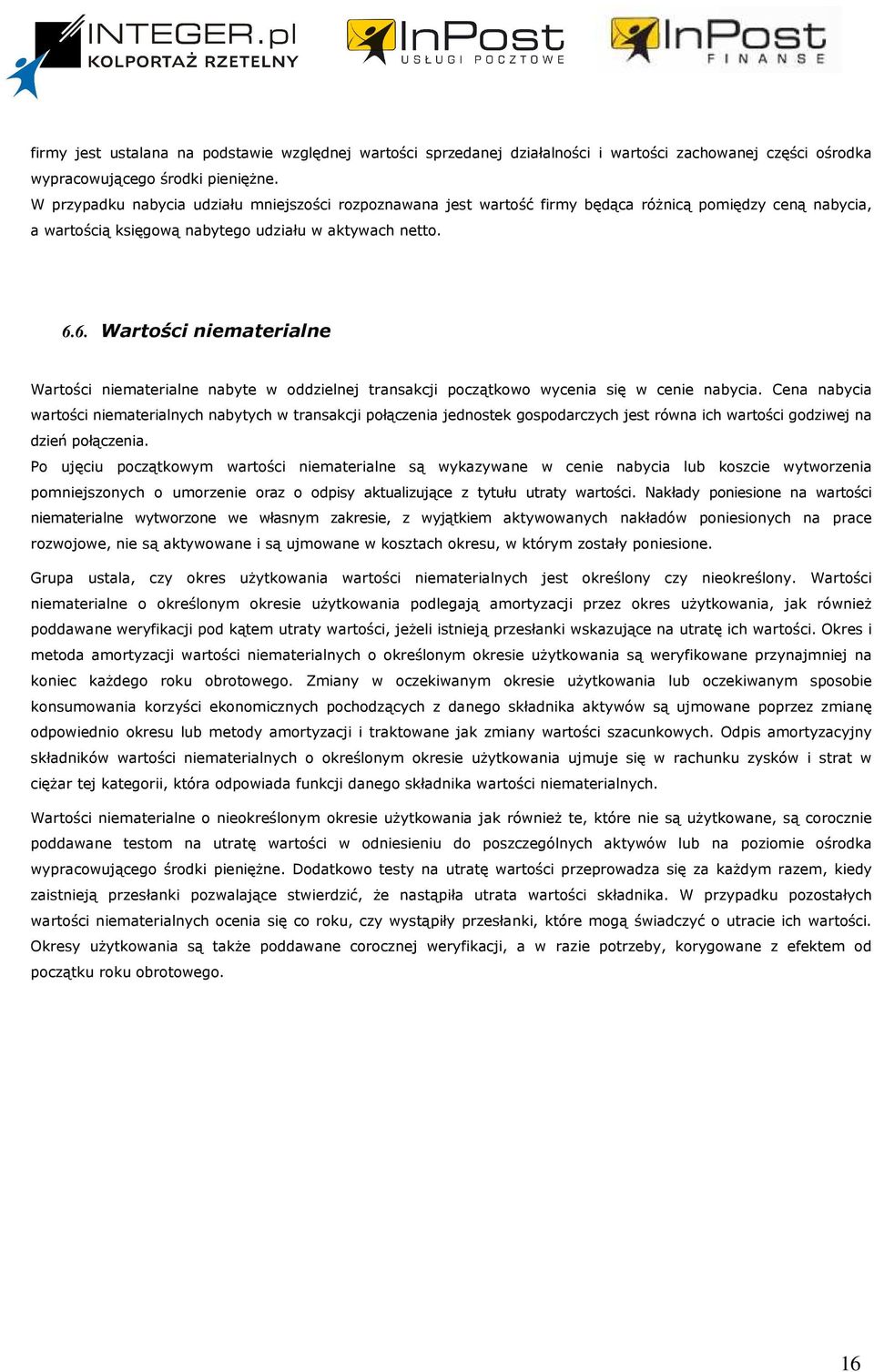 6. Wartości niematerialne Wartości niematerialne nabyte w oddzielnej transakcji początkowo wycenia się w cenie nabycia.