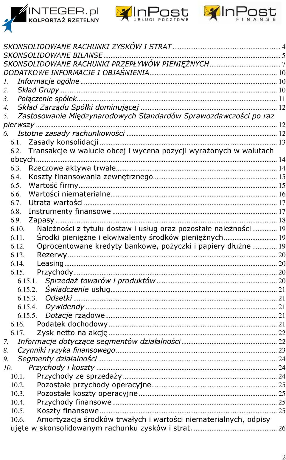 Istotne zasady rachunkowości... 12 6.1. Zasady konsolidacji... 13 6.2. Transakcje w walucie obcej i wycena pozycji wyraŝonych w walutach obcych... 14 6.3. Rzeczowe aktywa trwałe... 14 6.4. Koszty finansowania zewnętrznego.