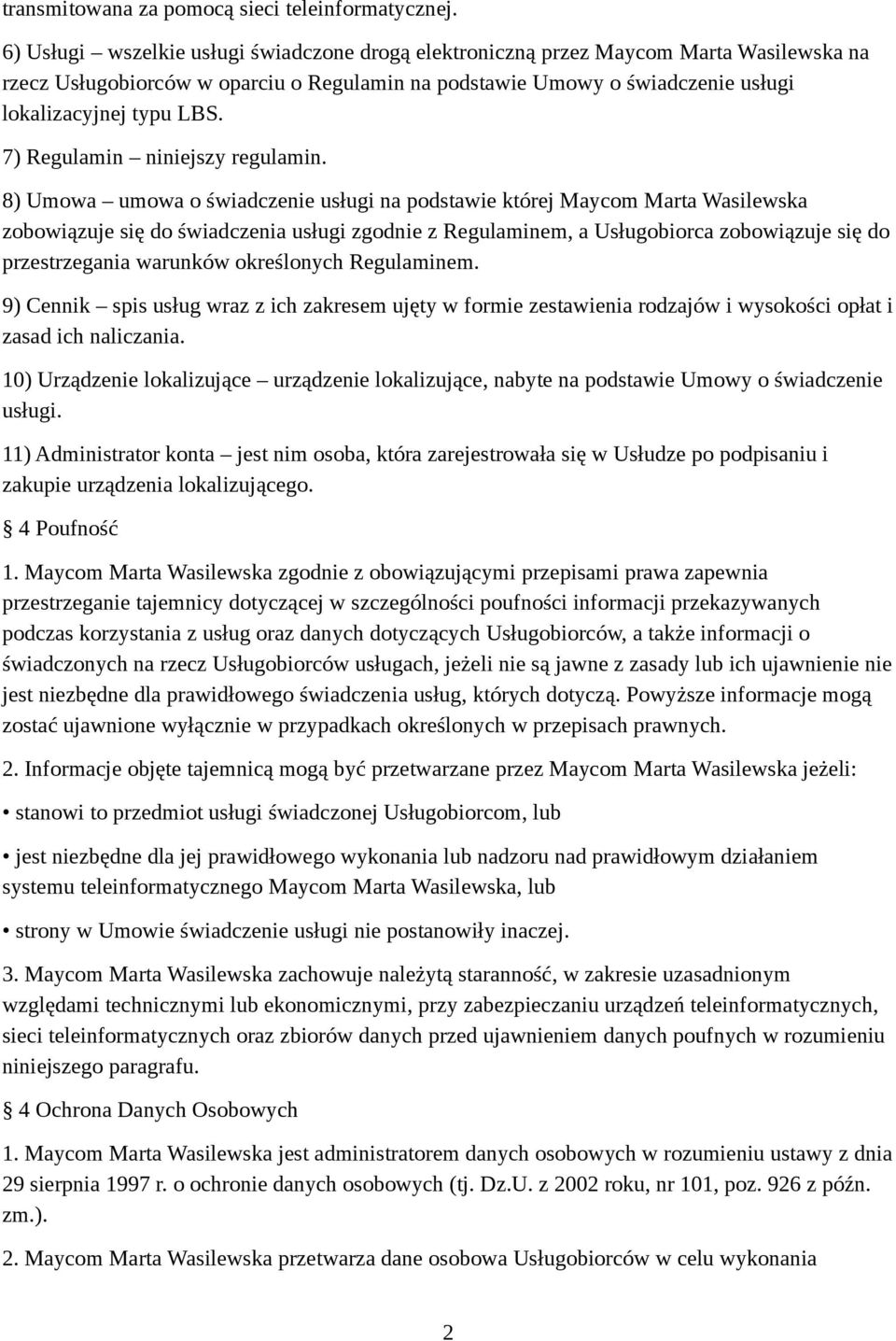 7) Regulamin niniejszy regulamin.