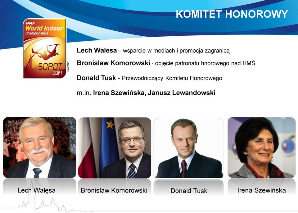 Tusk - Przewodniczący Komitetu Honorowego m.in.