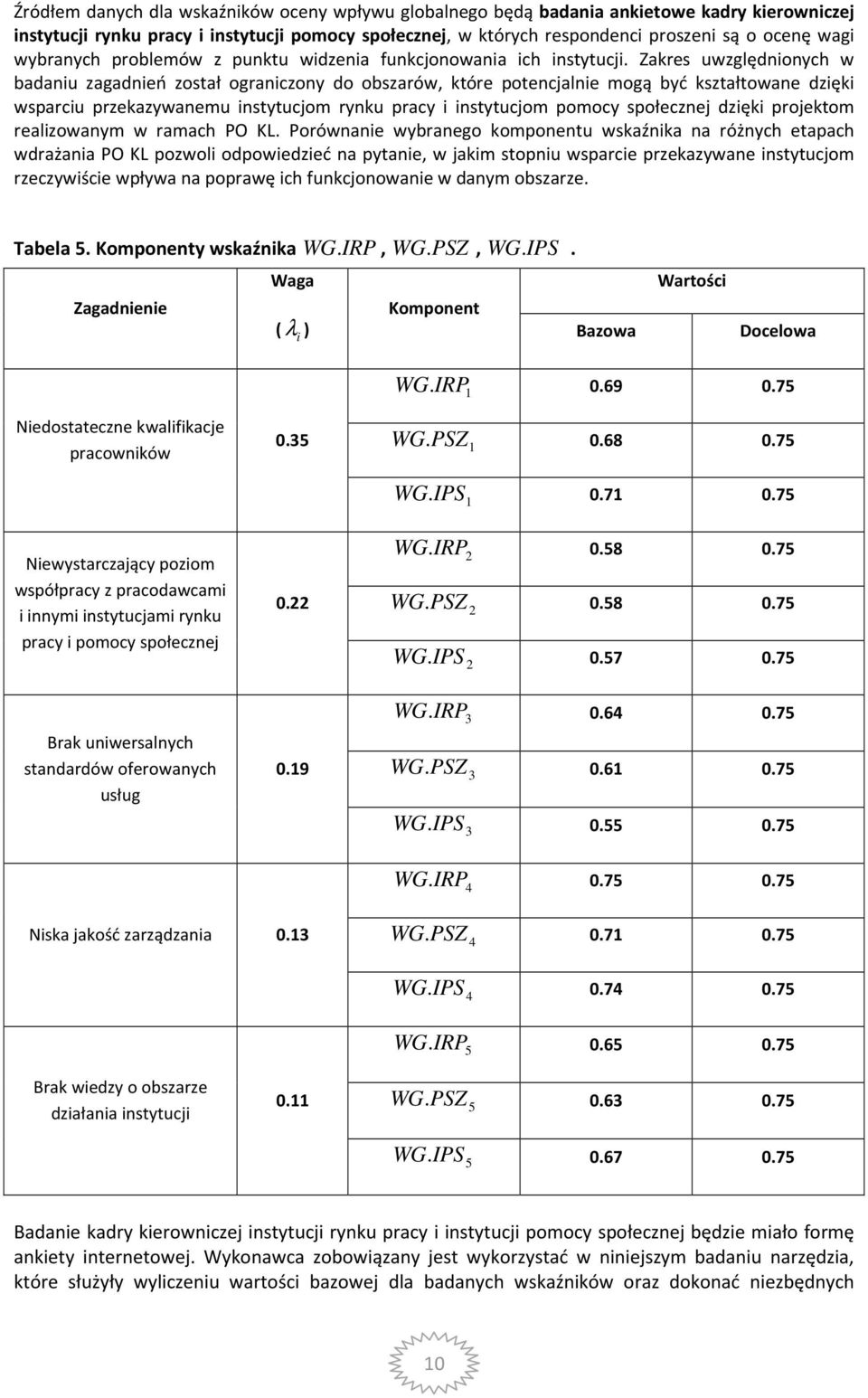 Zakres uwzględnionych w badaniu zagadnień został ograniczony do obszarów, które potencjalnie mogą być kształtowane dzięki wsparciu przekazywanemu instytucjom rynku pracy i instytucjom pomocy