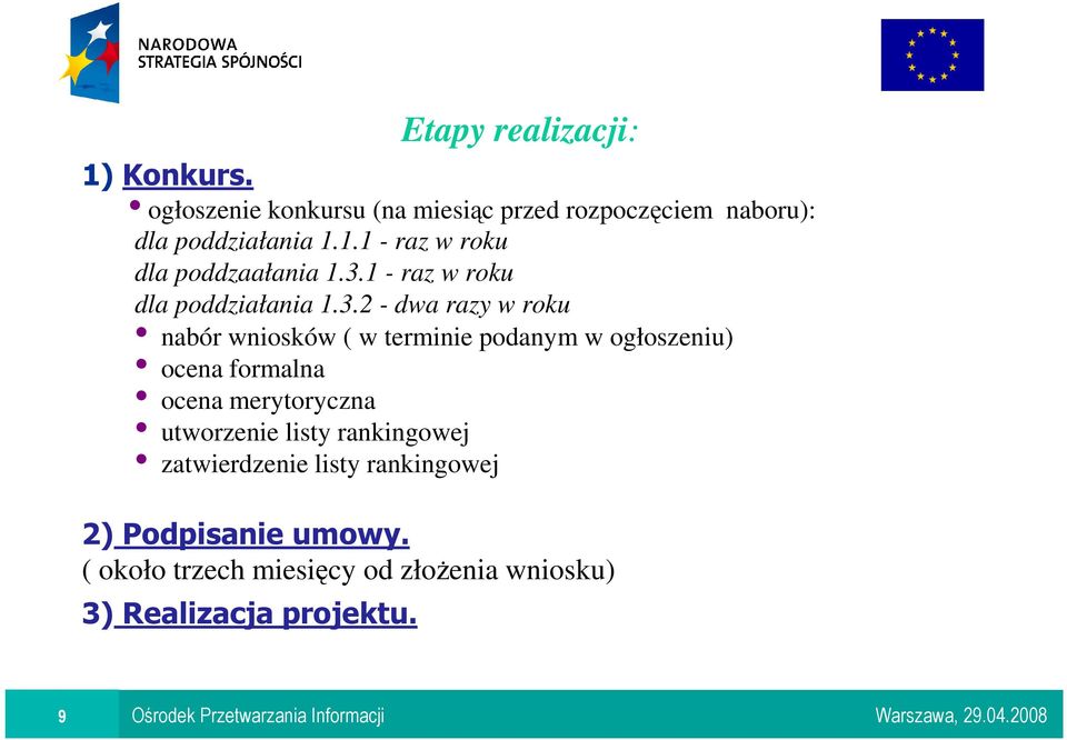 ocena formalna i ocena merytoryczna i utworzenie listy rankingowej i zatwierdzenie listy rankingowej 2)