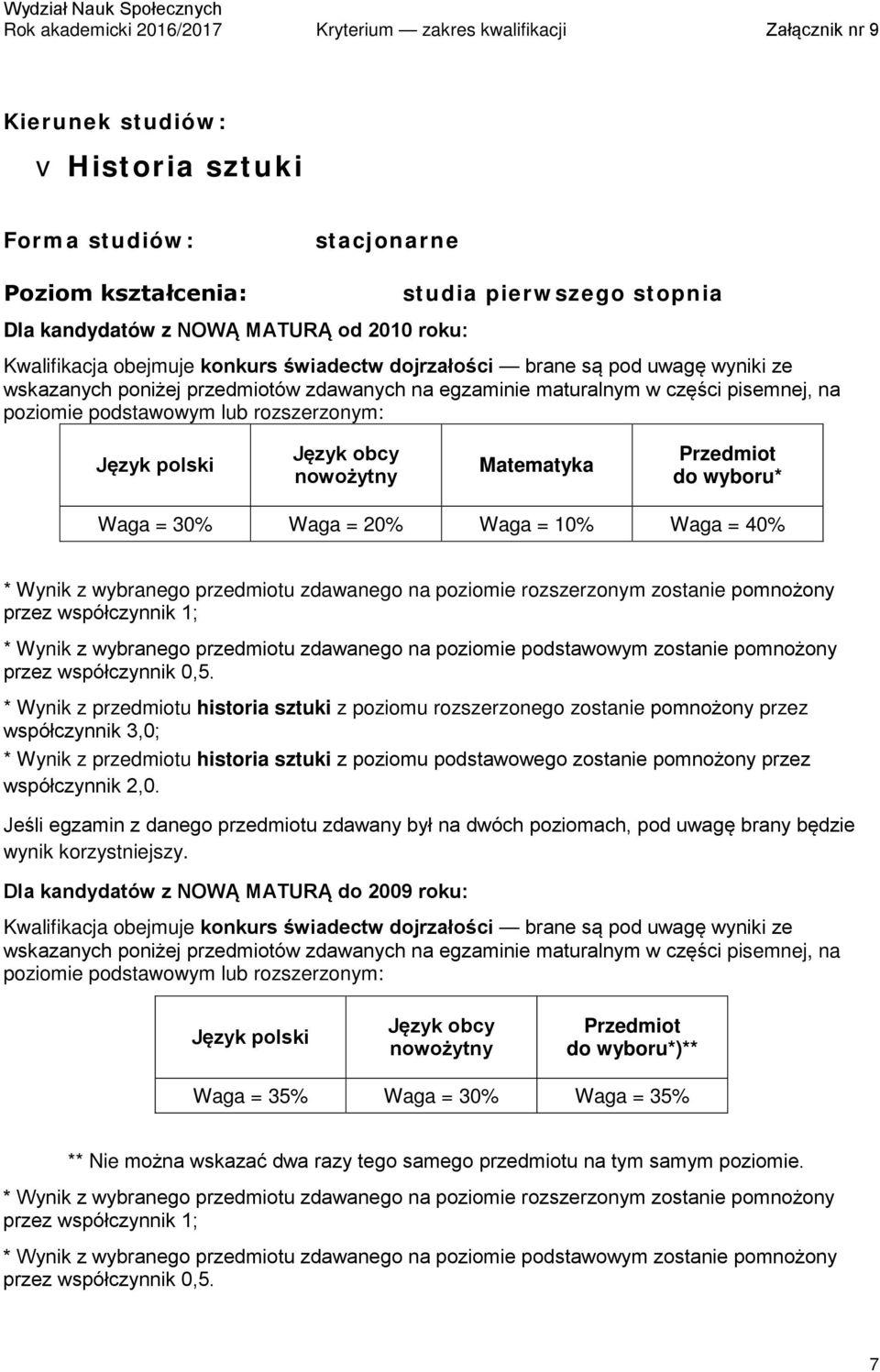 współczynnik 1; * Wynik z wybranego przedmiotu zdawanego na poziomie podstawowym zostanie pomnożony przez współczynnik 0,5.