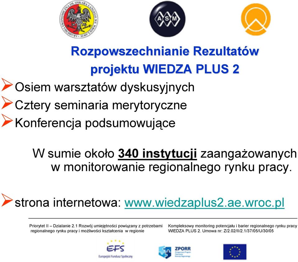podsumowujące W sumie około 340 instytucji zaangażowanych w