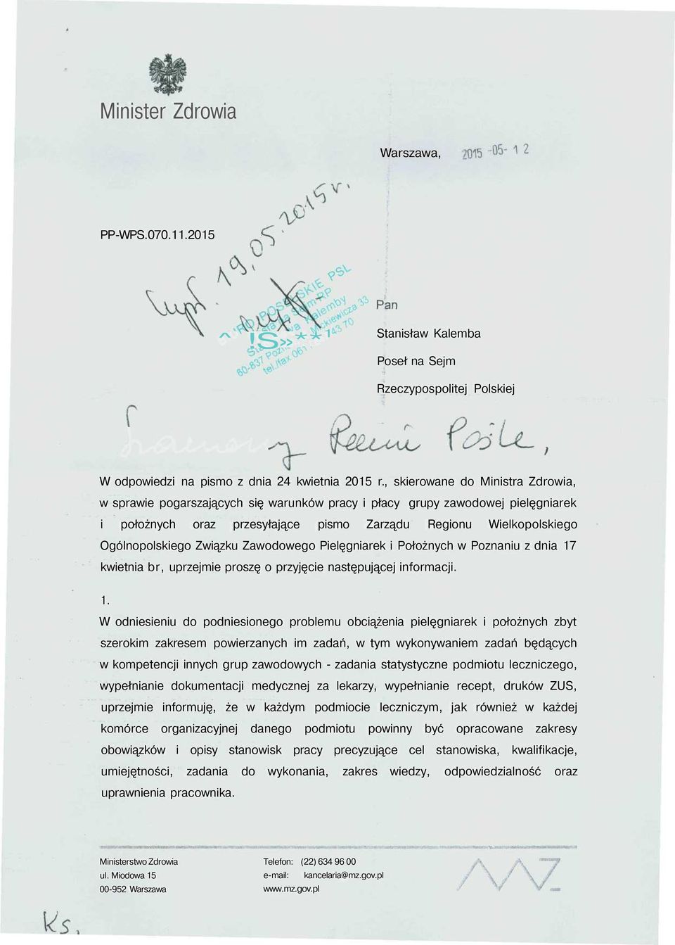 Związku Zawodowego Pielęgniarek i Położnych w Poznaniu z dnia 17