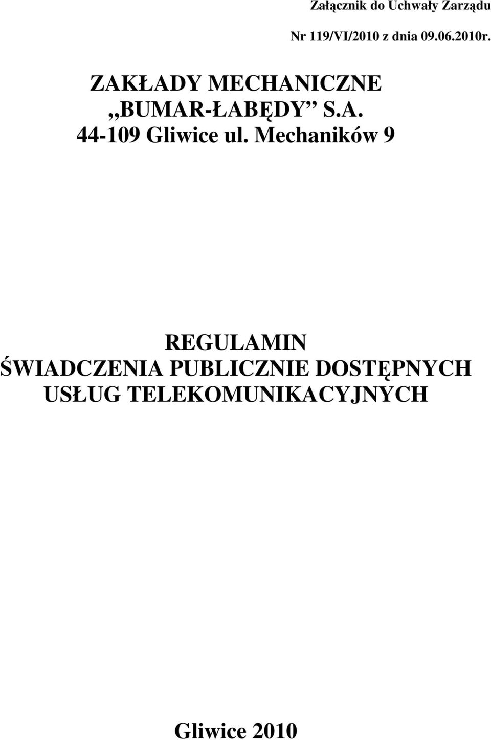 Mechaników 9 REGULAMIN ŚWIADCZENIA PUBLICZNIE