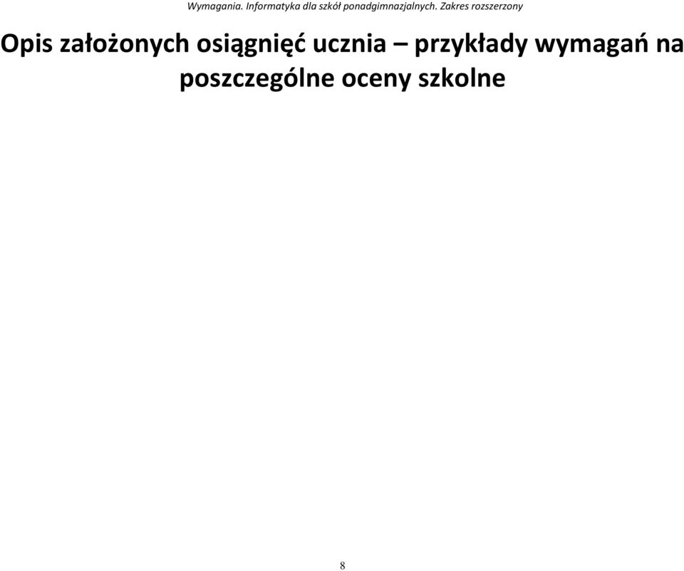 przykłady wymagań na