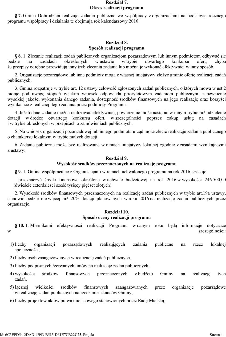 Sposób realizacji programu 8. 1.