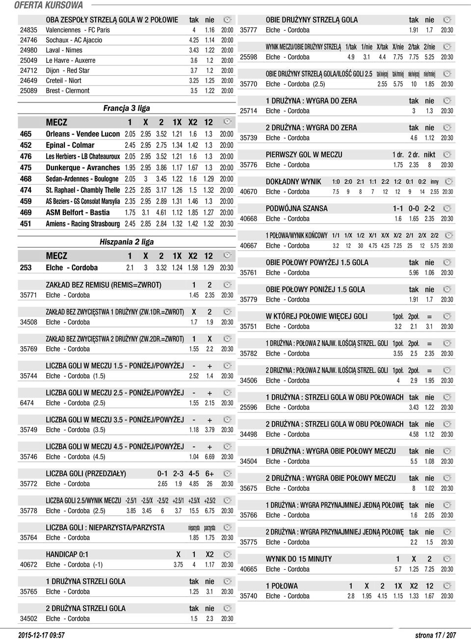 3 20:00 452 Epinal - Colmar 2.45 2.95 2.75 1.34 1.42 1.3 20:00 476 Les Herbiers - LB Chateauroux 2.05 2.95 3.52 1.21 1.6 1.3 20:00 475 Dunkerque - Avranches 1.95 2.95 3.86 1.17 1.67 1.