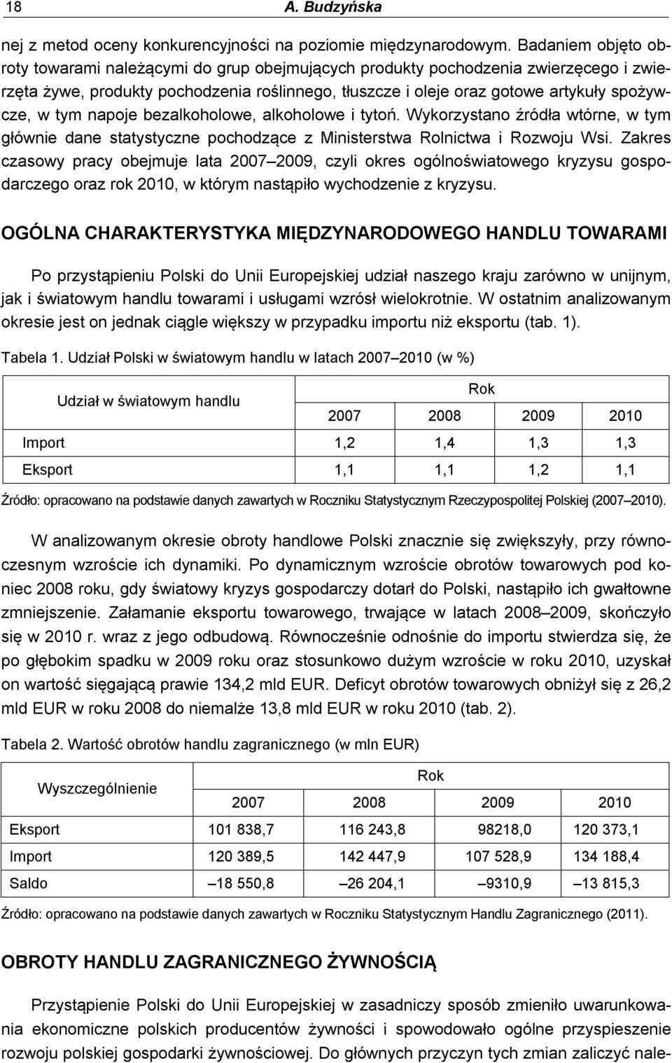 tym napoje bezalkoholowe, alkoholowe i tytoń. Wykorzystano źródła wtórne, w tym głównie dane statystyczne pochodzące z Ministerstwa Rolnictwa i Rozwoju Wsi.