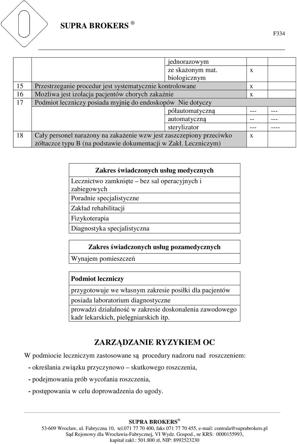 półautomatyczną --- --- automatyczną -- --- sterylizator --- ---- 18 Cały personel narażony na zakażenie wzw jest zaszczepiony przeciwko żółtaczce typu B (na podstawie dokumentacji w Zakł.