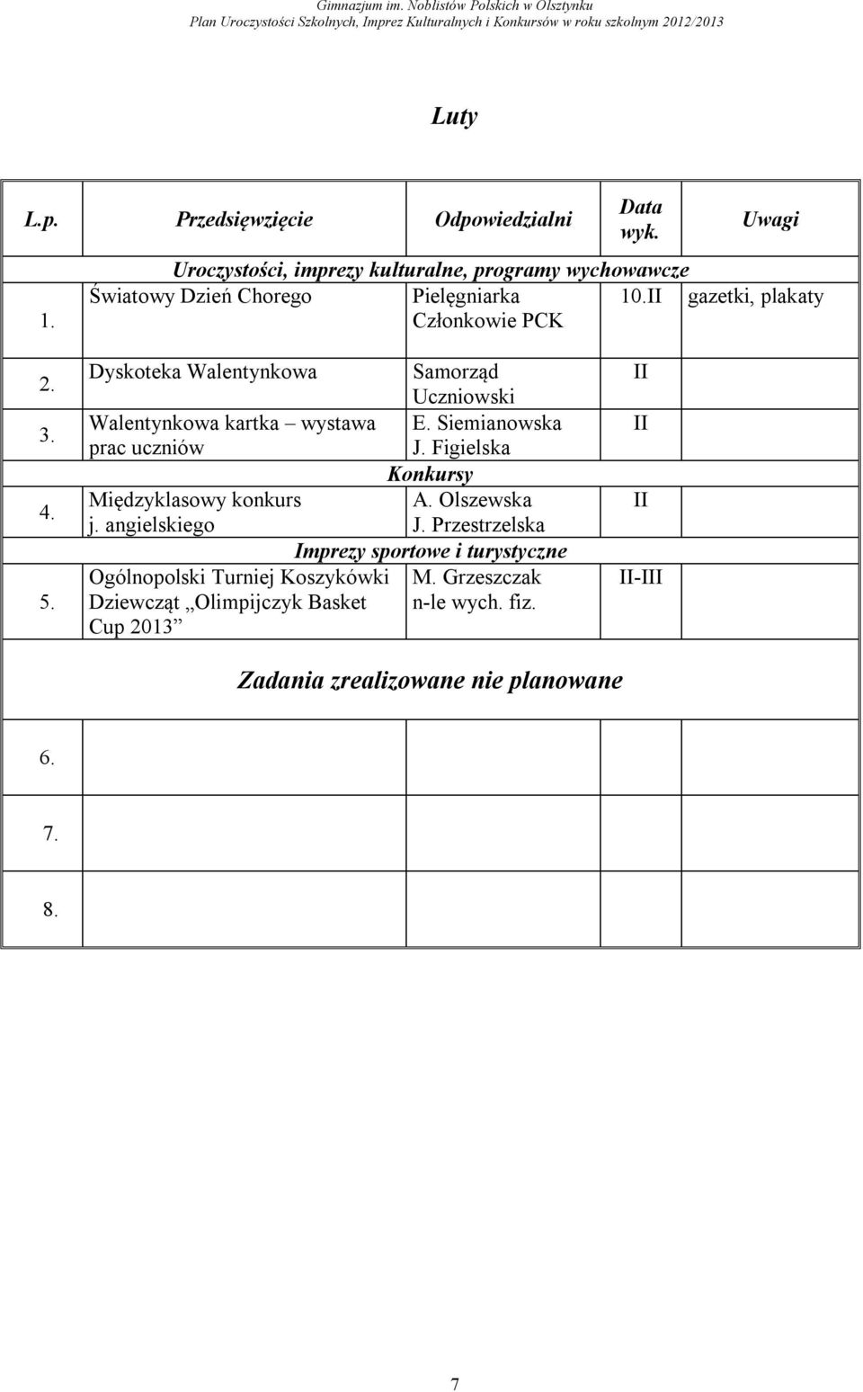 kartka wystawa E. Siemianowska prac uczniów J. Figielska Międzyklasowy konkurs A. Olszewska j.