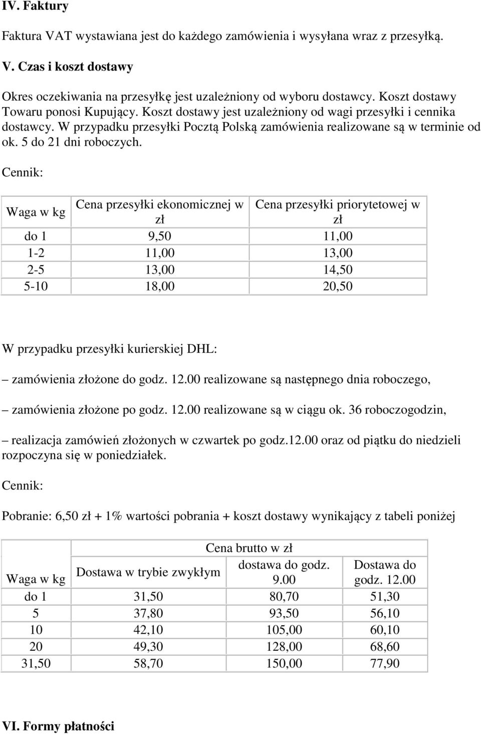 5 do 21 dni roboczych.