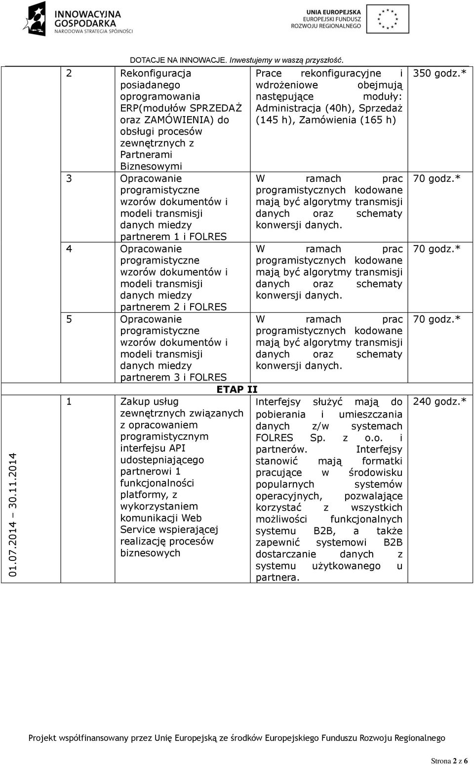 transmisji danych miedzy partnerem 1 i FOLRES 4 Opracowanie programistyczne wzorów dokumentów i modeli transmisji danych miedzy partnerem 2 i FOLRES 5 Opracowanie programistyczne wzorów dokumentów i