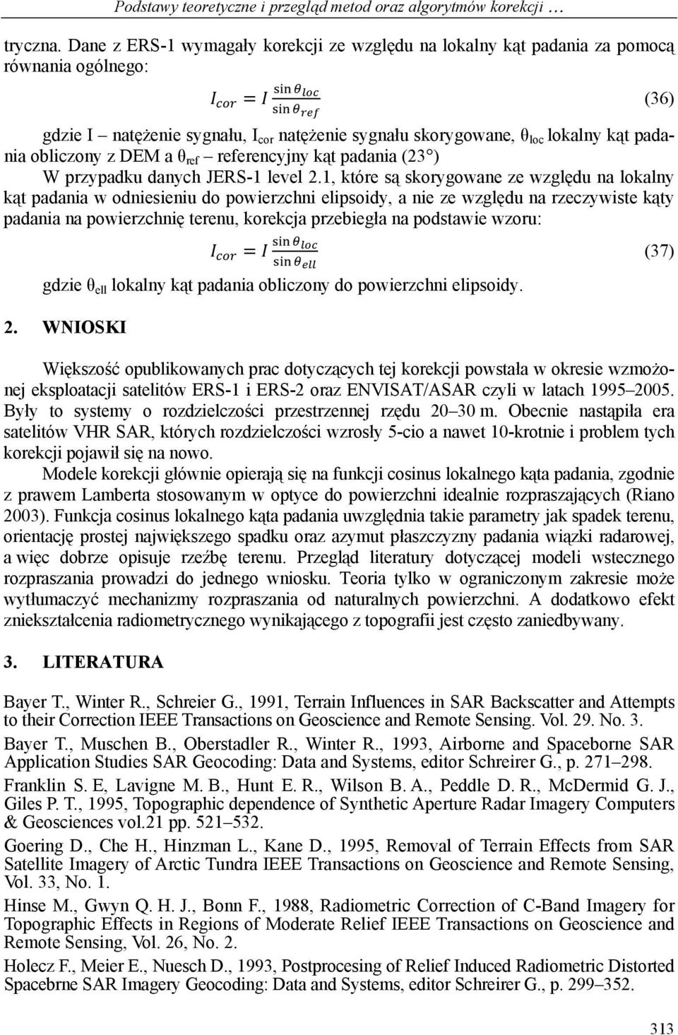 z DEM a θ ref referencyjny kąt padania (23 ) W przypadku danych JERS-1 level 2.