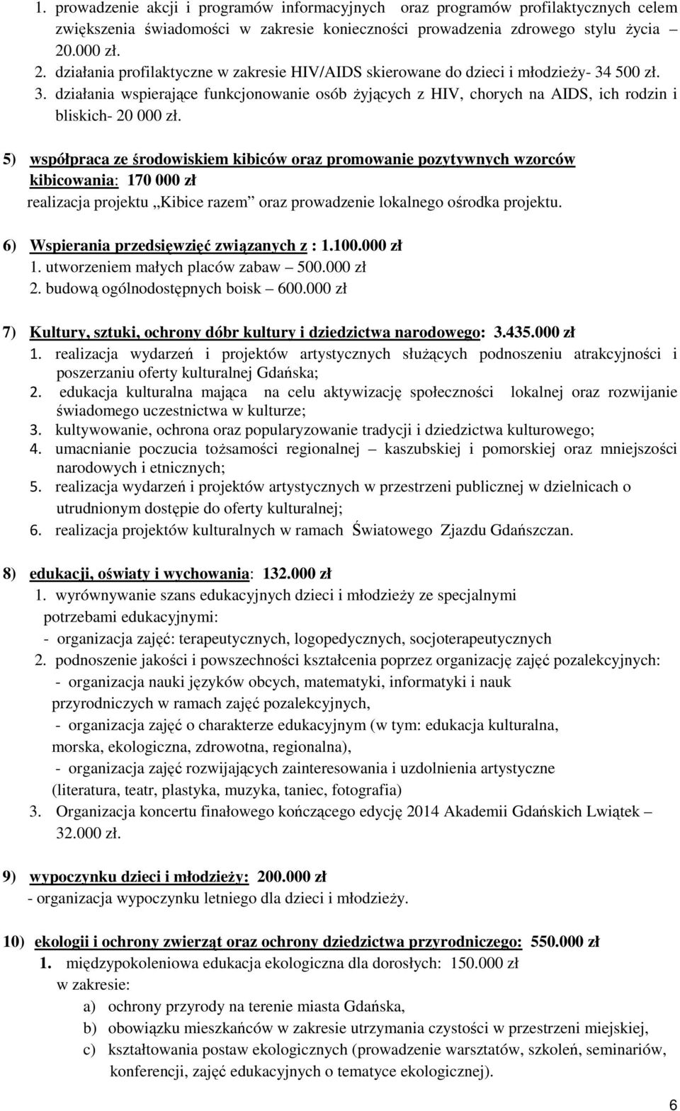 500 zł. 3. działania wspierające funkcjonowanie osób Ŝyjących z HIV, chorych na AIDS, ich rodzin i bliskich- 20 000 zł.