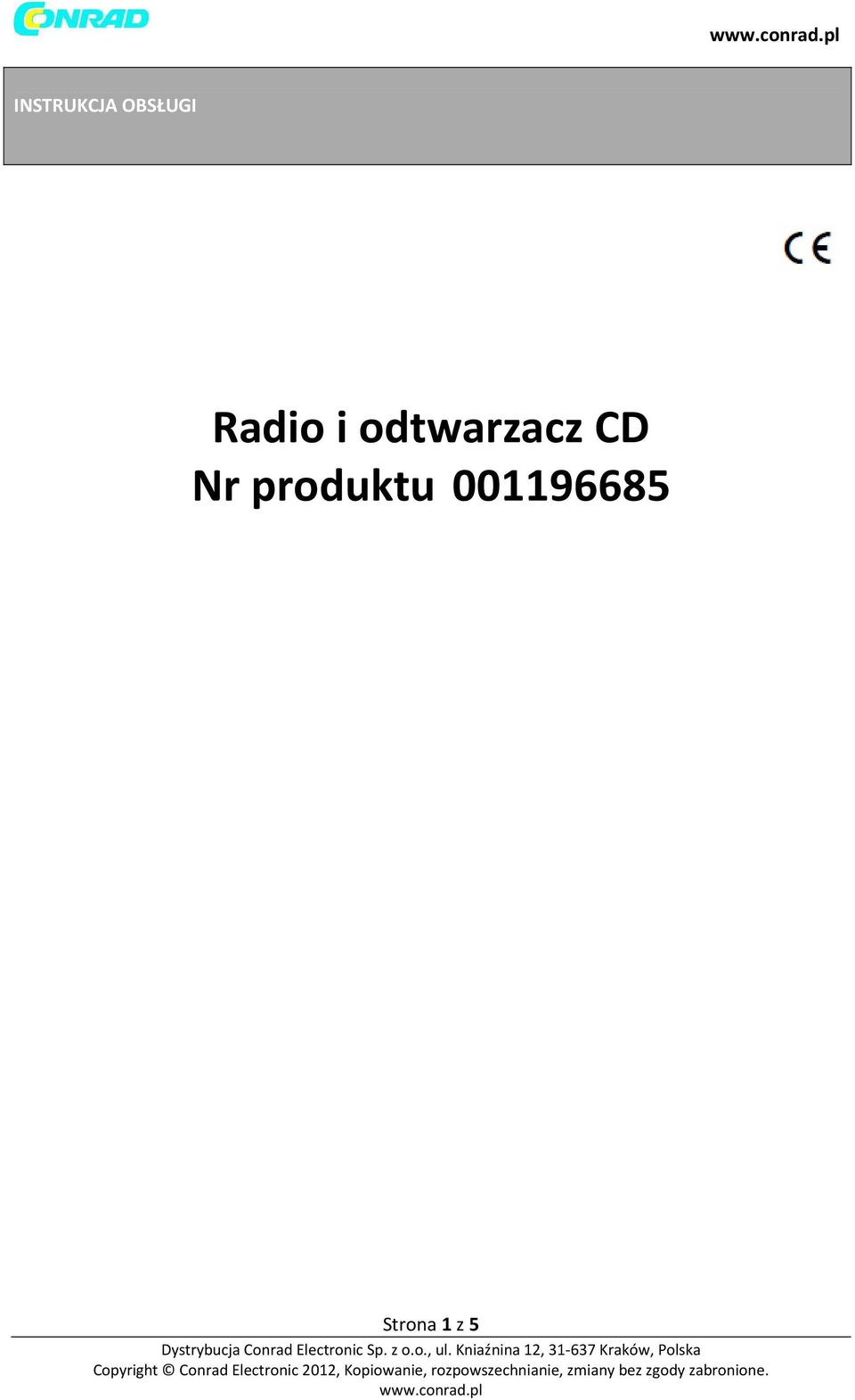CD Nr produktu