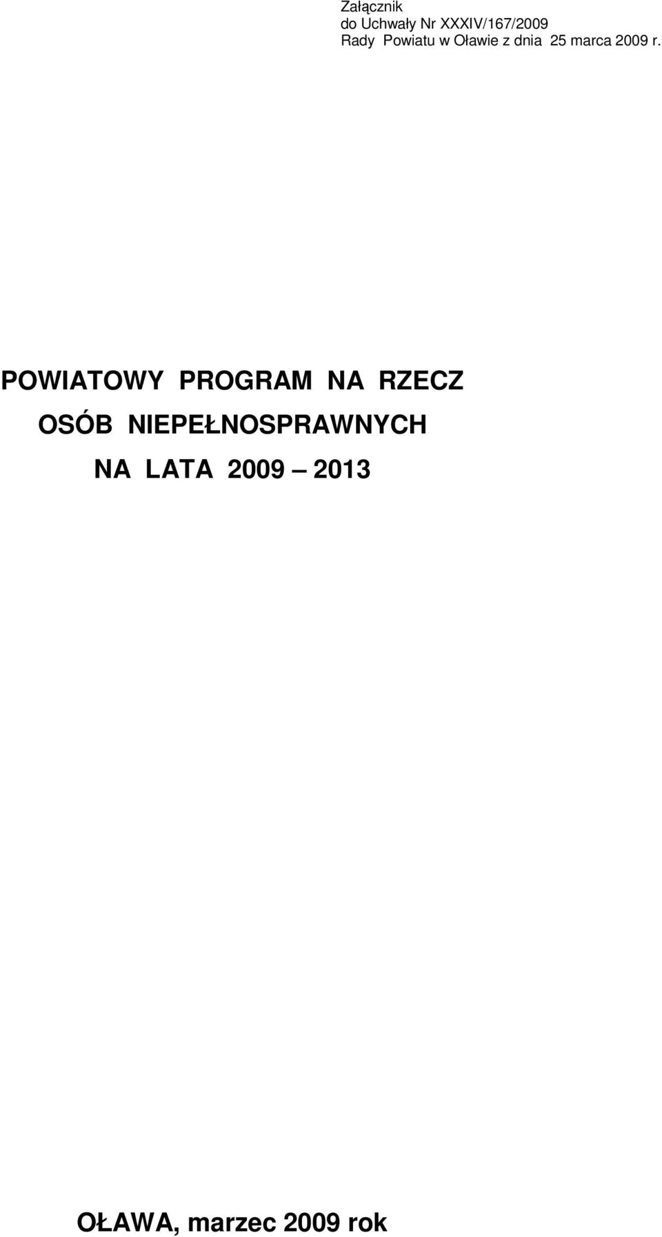 POWIATOWY PROGRAM NA RZECZ OSÓB