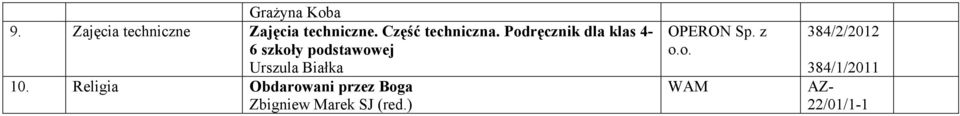 Podręcznik dla klas 4-6 szkoły Urszula Białka 10.