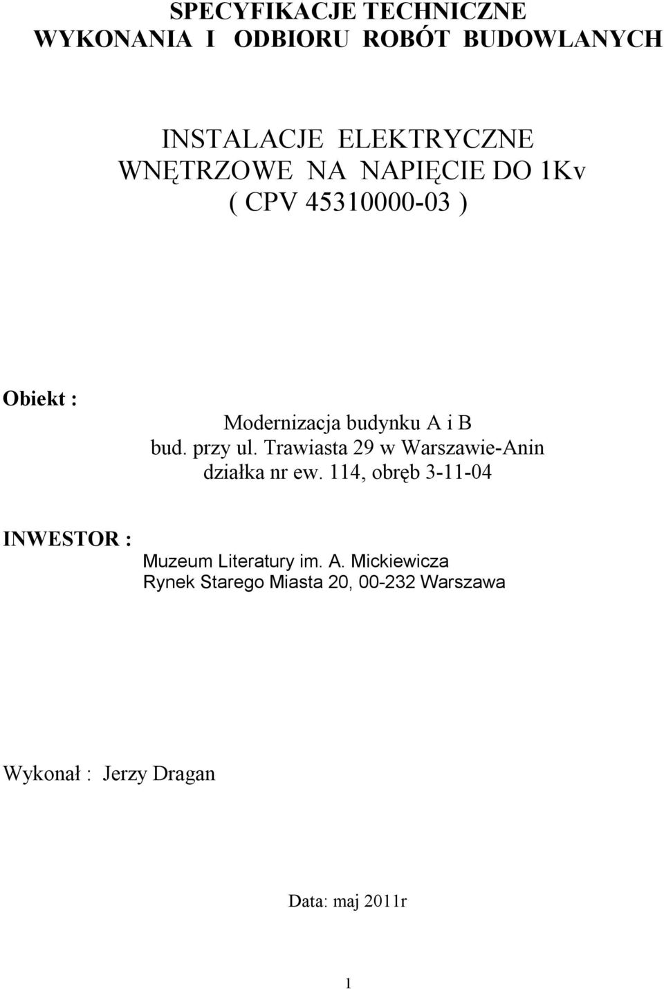 Trawiasta 29 w Warszawie-Anin działka nr ew.