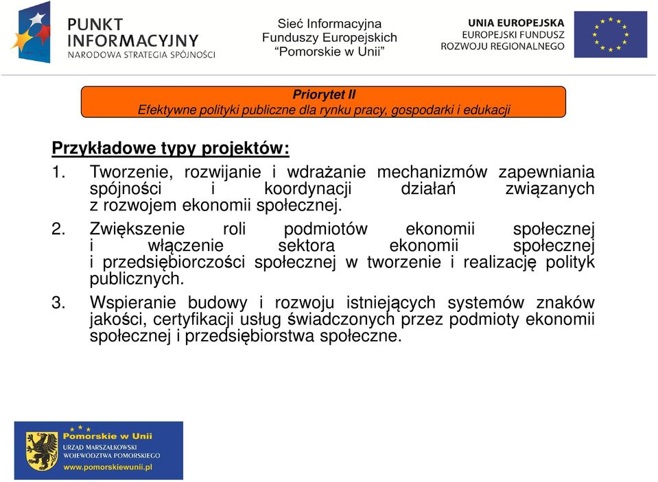 Zwiększenie roli podmiotów ekonomii społecznej i włączenie sektora ekonomii społecznej i przedsiębiorczości społecznej w tworzenie i realizację