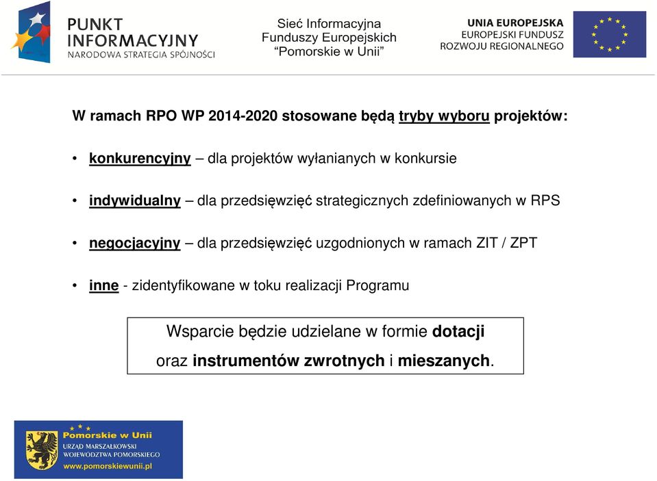 negocjacyjny dla przedsięwzięć uzgodnionych w ramach ZIT / ZPT inne - zidentyfikowane w toku