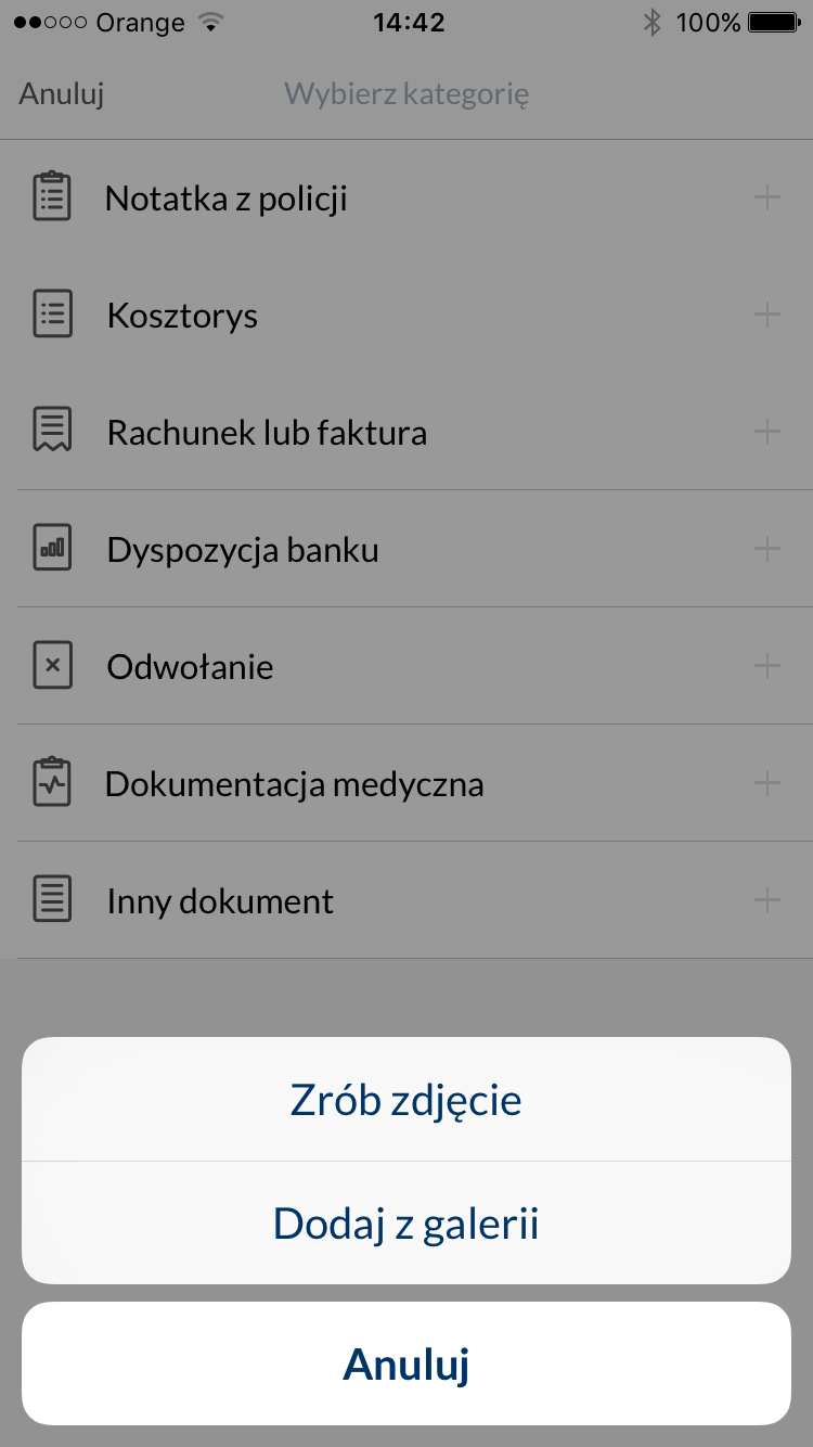 34 Załączenie dokumentu Załączenie dokumentu do wysyłki wymaga wybrania zdjęć dokumentu z galerii lub