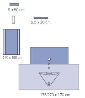 1 serweta na stół do instrumentarium 150 x 190 cm (wzmocnienie serwety 75x190cm) Pytanie nr 16, dot.