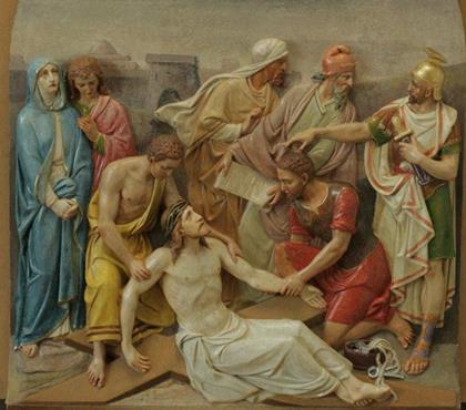Zdjęcie nr 4: Stacja XI. Pan Jezus do krzyża przybity. (fot.archiwum Rzymskokatolickiej Parafii p.w. św. Michała Archanioła w Starych Siołkowicach).