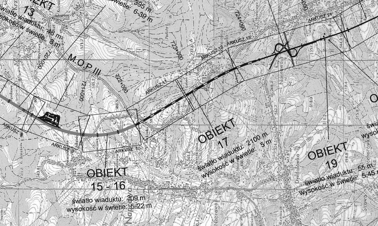 Plan Odcinka II ODCINEK II - ASTALDI Km 721+222 WIADUKT [L~310m 5 przęseł 2