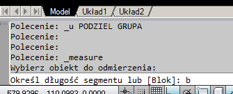 Wykorzystamy teraz opcję Zmierz Wskazujemy obiekt do odmierzania czyli środkową polilinię