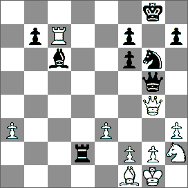 hg6 24.Hg3 Gf6 25.Sf3 Hb4? (Ta wycieczka hetmana doprowadzi czarne do krytycznej sytuacji. Prawidłowym planem było skomasowanie sił swoich figur poprzez 25 Sc6.