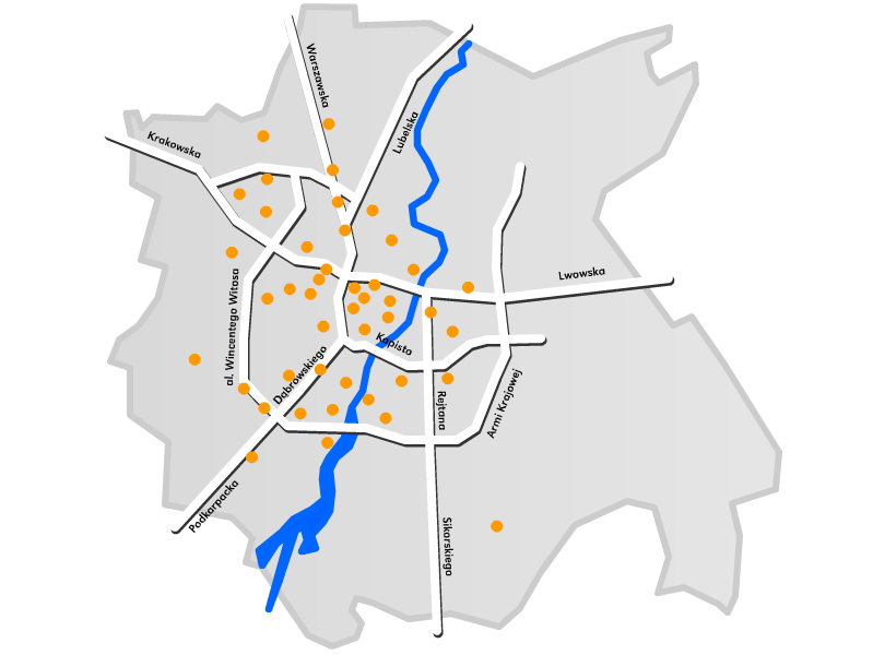 Mapa ponad 300 bezpłatnych bezprzewodowych Punktów Dostępu do Internetu dla mieszkańców, zamontowanych na dachach budynków publicznych www.resman.