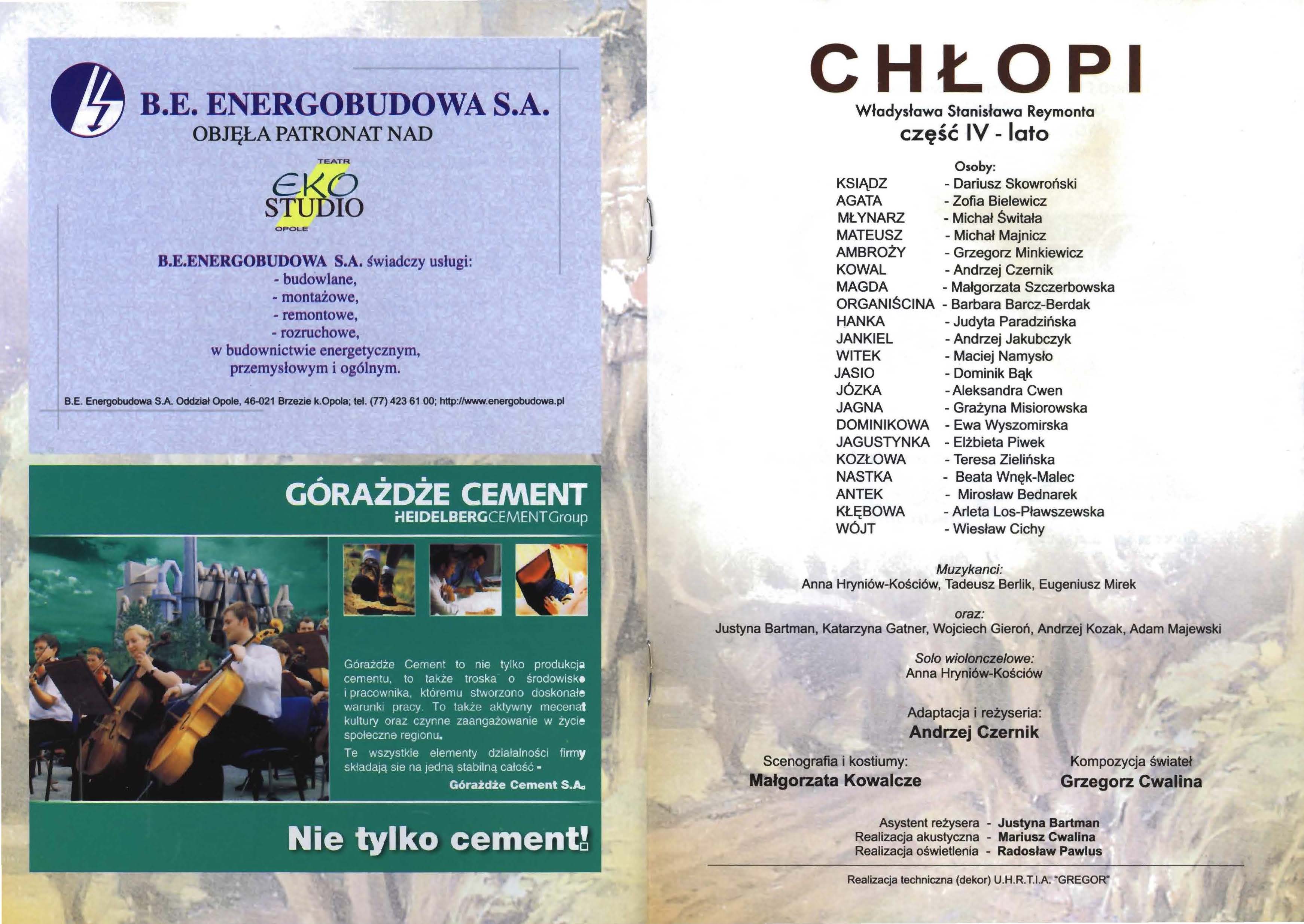 B.E. ENERGOBUDOWA S.A. OBJĘŁA PATRONAT NAD 1<0 B.E.ENERGOBUDOWA S.A. gwiadczy usługi: - budowlane, - montażowe, - remontowe, - rozruchowe, w budownictwie energetycznym, przemysłowym i ogólnym. B.E. Energobudowa SA Oddział Opole, 46-021 Brzezie k.