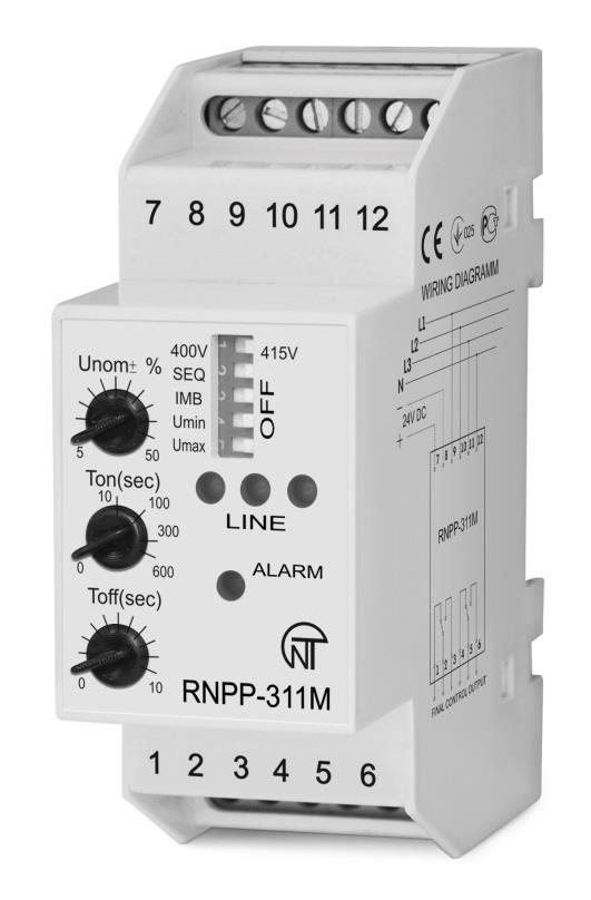 OOO inteligentna elektronika przemysłowa PRZEKAŹNIK KONTROLI NAPIĘCIA, SYMETRII I KOLEJNOŚCI FAZ RNPP-311M INSTRUKCJA OBSŁUGI DOKUMENTACJA TECHNICZNA System zarządzania jakością procesu produkcji
