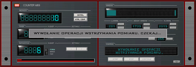 ` Politechnika Poznańska, Instytut Chemii i Elektrochemii Technicznej, Po wciśnięciu klawisza ekranowego TAK Komputer przesyła do licznika MAZAR 01 ustawione parametry pomiaru i rozpoczyna pracę w