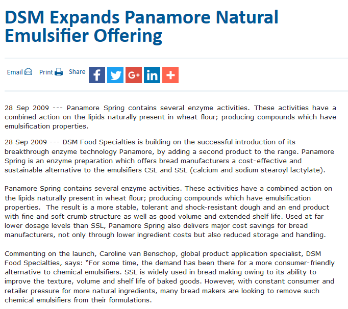 Przykładowe preparaty enzymatyczne Panamore, DSM Panamore Spring contains several enzyme activities. producing compounds which have emulsification properties.