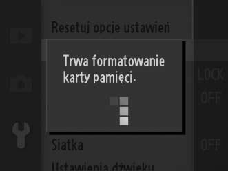 Formatuj kartę pamięci Wybierz Tak, aby sformatować kartę pamięci. Zwróć uwagę, że powoduje to trwałe usunięcie wszystkich danych z karty, w tym zdjęć chronionych.
