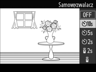 3 Wybierz żądaną opcję. Wyróżnij żądaną opcję za pomocą wybieraka wielofunkcyjnego i naciśnij J. 4 Wykadruj ujęcie i zrób zdjęcie.
