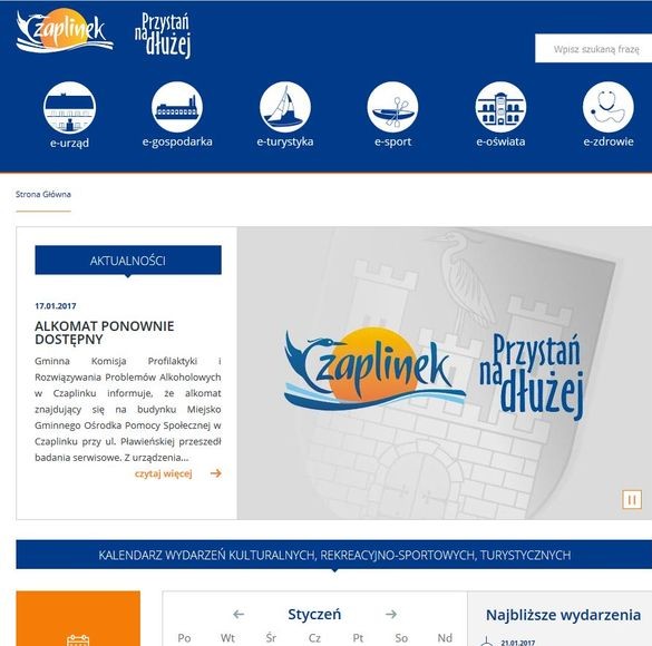 KOMUNIKATY NOWA STRONA INTERNETOWA GMINY CZAPLINEK Od 2 stycznia 2017 roku zaczęła funkcjonować nowa gminna strona internetowa.