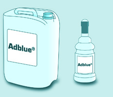 Dodatek AdBlue 134 Napełnianie zbiornika dodatku Dla lekkich samochodów pojemniki po 5 lub 10 litrów i butelki po 1,89 litra (1/2 galona) są sprzedawane w ASO sieci PEUGEOT, zanim nie zostaną one