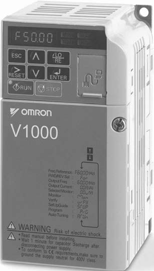 VZ V1000 Wy sza wydajno, lepsza jako, mniejsze rozmiary Wektorowa regulacja pr du Wysoki pocz tkowy moment obrotowy (200% / 0,5 Hz) Zakres regulacji pr dko ci 1:100 Dwa tryby pracy ND (Normal Duty)