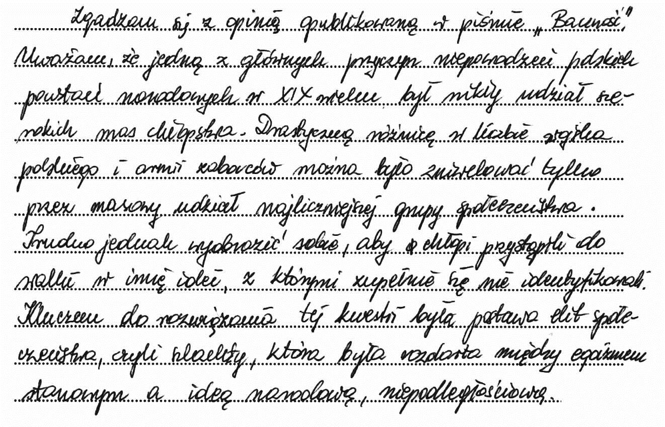 28 Sprawozdanie z egzaminu maturalnego 2015 Należy podkreślić, że wypracowania, które zostały zakwalifikowane do najwyższego czwartego poziomu, zawierały wszechstronną analizę problemu zawartego w