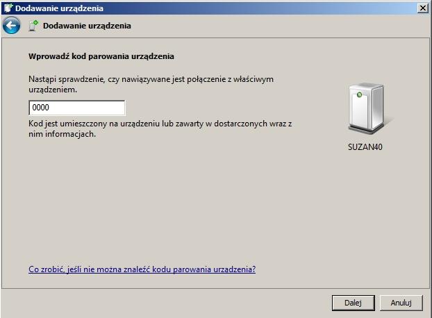 Wybrad Wprowadź kod parowania urządzenia: Wpisad