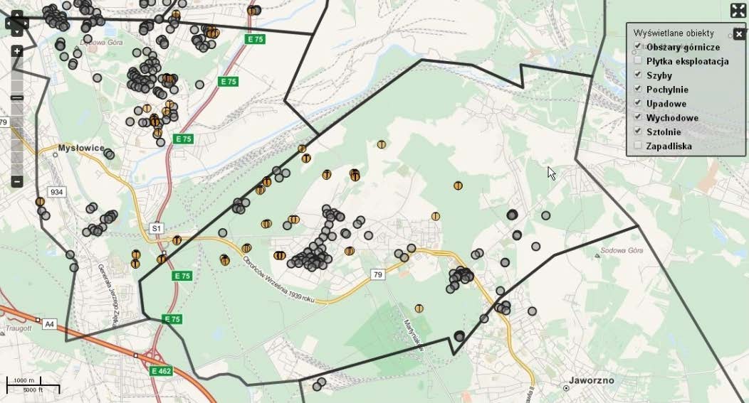 Rys. 7. Zrzut ekranu z położeniem zniesionego obszaru górniczego kopalni KWK Jan Kanty Fig. 7. Screenshot of the location of the abolished mining area of the Jan Kanty mine Rys. 8.