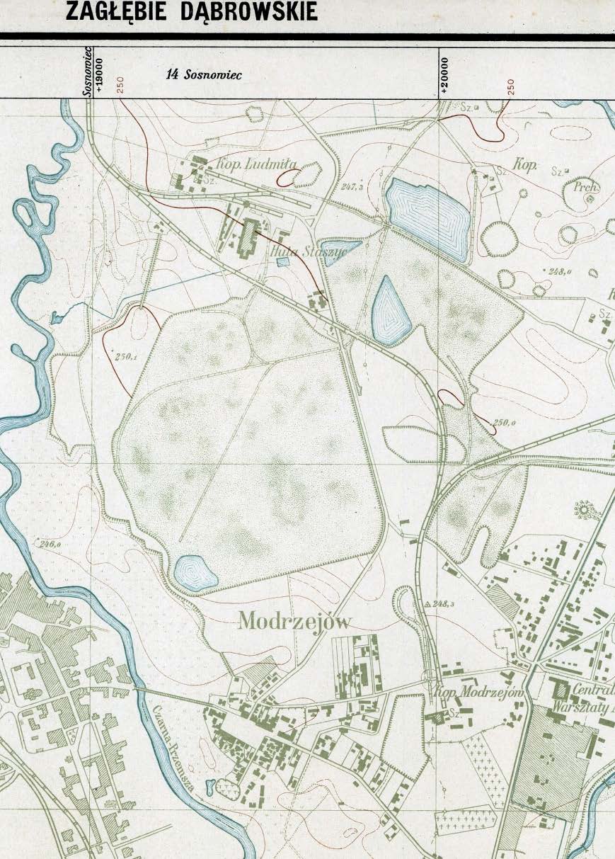 Rys. 5. Fragment arkuszu mapy górniczej z Zagłębia Dąbrowskiego wydanej w latach 1923 1925 Fig. 5. Fragment of a mining map sheet from the Dąbrowski Basin published in years 1923 1925 5.
