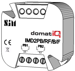 Katalog modułów SENSORY IMD2PB/RF/B/F Moduł przyciskowy radiowy - nadajnik Moduł radiowy 2 - przyciskowy zasilany baterią Zapewnia sterowanie takimi elementami systemu jak: moduły przekaźnikowe