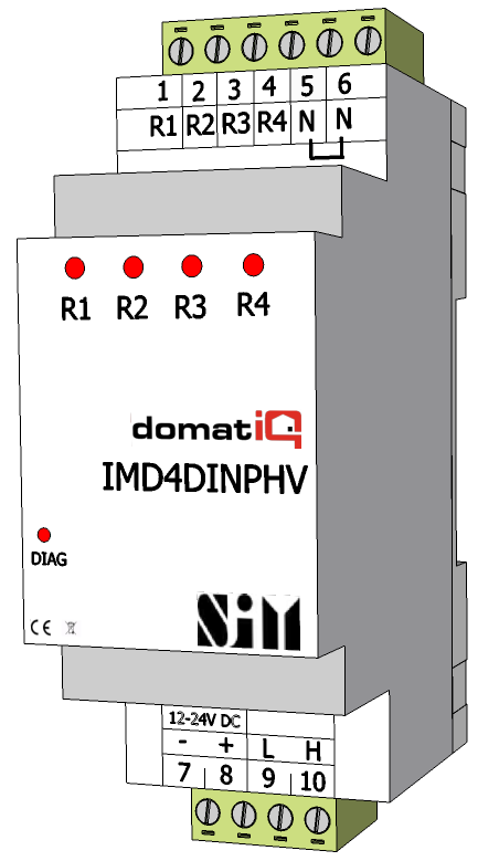 Katalog modułów SENSORY IMD4DINPHV Moduł 4 wejść wysokonapięciowych Moduł 4 wejść wysokonapięciowych, do montażu na szynie DIN, szerokość 2M Umożliwia podłączenie np.